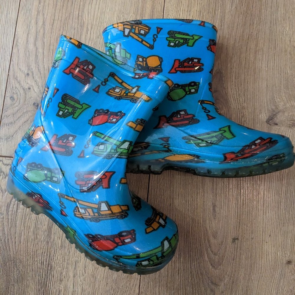 Toddler Rainboots Construction Print size 8.5